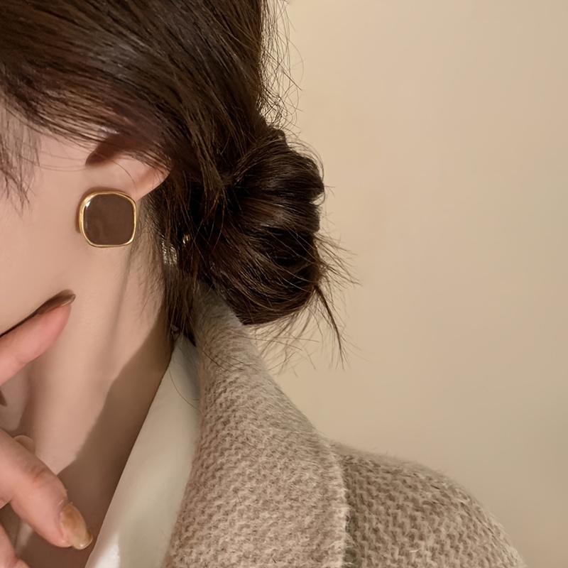 Square Stud Earrings Zinc Alloy for Women